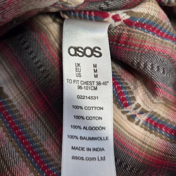 ASOS Flannel Southwestern Print Pearl Snap Button Up Size Men's M - Picture 11 of 13